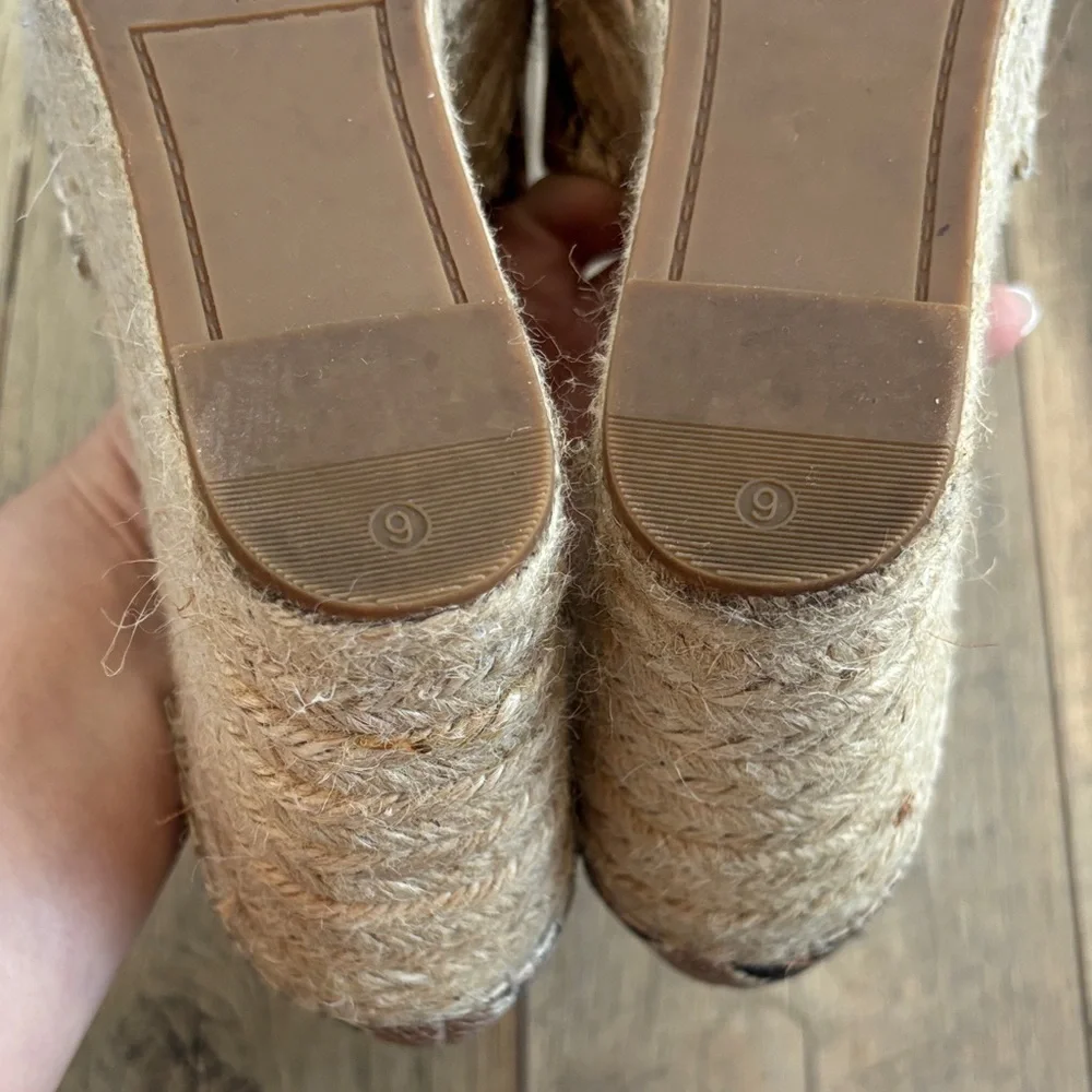 Marc Fisher Leather Snakeskin Alida Espadrille Wedge Sandal sz 9